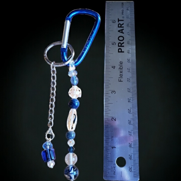 Blue & Crystal Hand Crafted Beaded Keychain - Picture 6 of 7